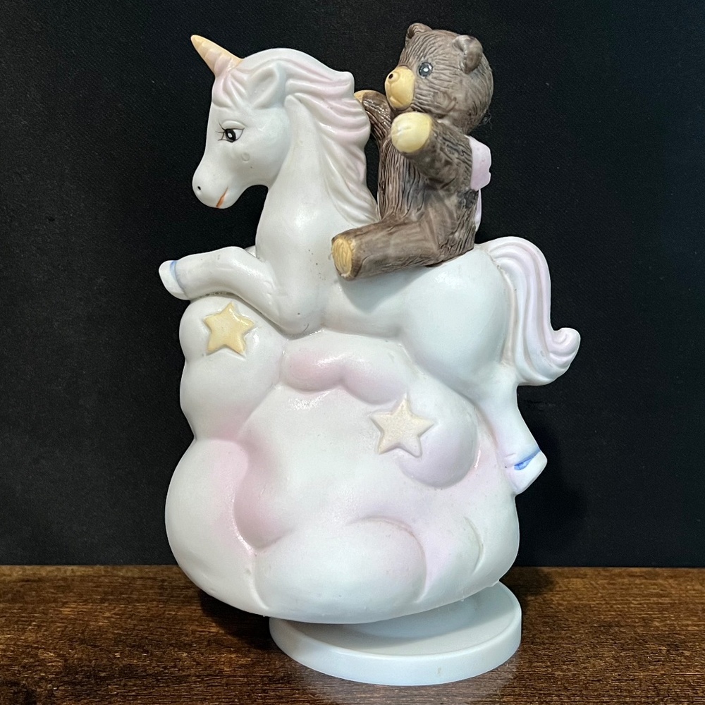 Bear Riding Unicorn Rotating Music Box - Picture 2 of 12